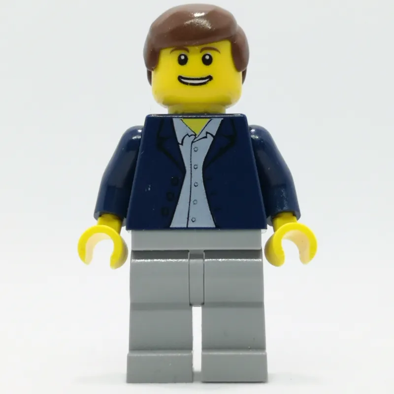 Man, Open Dark Blue Jacket, Light Bluish Gray Legs, Reddish Brown Hair