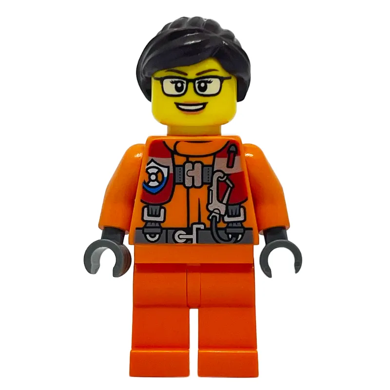 Coast Guard, Woman, Orange Jumpsuit, Reddish Brown Hair, Glasses