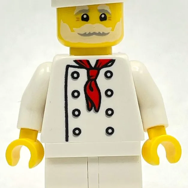 Pizza Chef - White Torso, White Legs, White Hat, White Beard