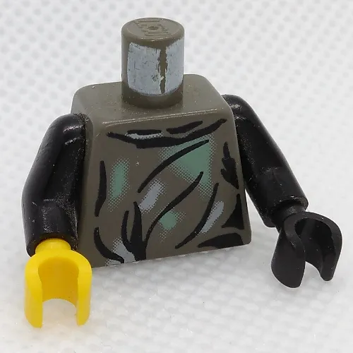 Torso, Odd Hands, Camouflage Smock Print (Endor), Black Arms, Left Black Hand, Right Yellow Hand