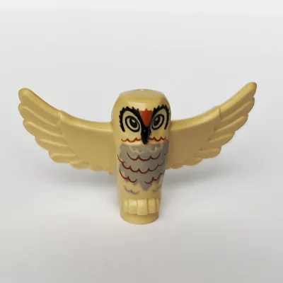 Animal, Bird, Owl Small with Open Wings, Angular Features with Black Eyes and Beak and Reddish Brown Rippled Chest Feathers Print