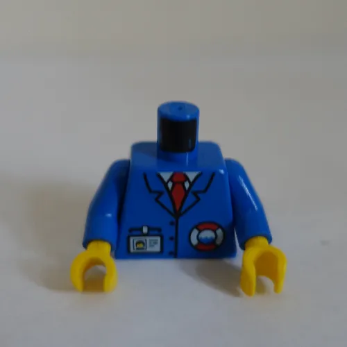Torso Jacket, Rescue Coast Guard Logo, Nametag, Blue Collar, Red Tie Print, Blue Arms, Yellow Hands