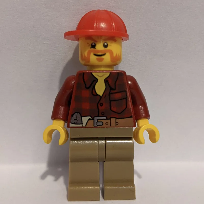 Lumberjack, Dark Red Flannel Shirt, Red Cap, Beard
