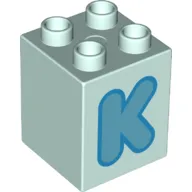 Duplo Brick 2 x 2 x 2 with Azure 'K' Print