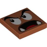 Tile 2 x 2 with Goomba Face Looking Right with Open Mouth Print