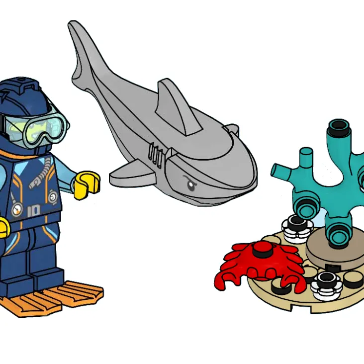 Diver, Shark and Crab