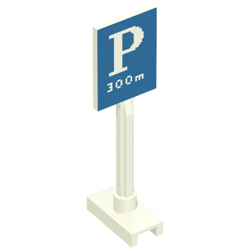 Road Sign Square Tall with Parking 'P' and '300m' Print