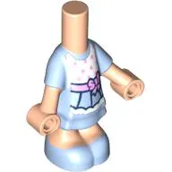 Microdoll Body Short Dress Bright Light Blue with White Panel, Bright Pink Bow, Light Nougat Hands