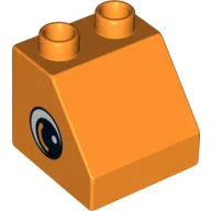 Duplo Brick 2 x 2 Slope 45° with Eye with White Spot and Curve Print on Both Sides