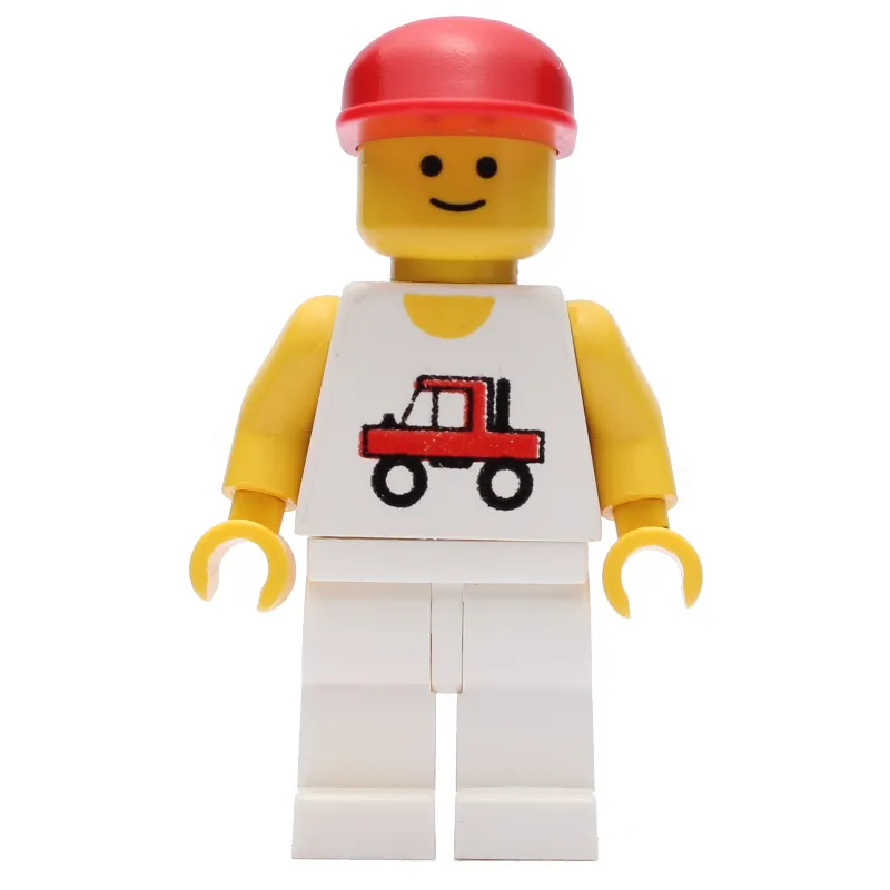 Man, White Vest with Truck, White Legs, Red Cap
