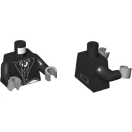 Torso Tailcoat and Vest Formal, White Shirt and Gray Bow Tie Print, Black Arms, Light Bluish Gray Hands