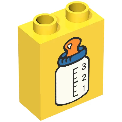 Duplo Brick 1 x 2 x 2 with Baby Bottle Blue Top Print