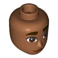 Minidoll Head Male, Thick Dark Brown Eyebrows, Reddish Brown Eyes, Wobbly Mouth