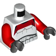 Torso Stormtrooper Armor with Red Marking on Front and Gold Belt on Back print, Red Arms, Black Hands