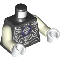 Torso Armor, Dark Purple Circle with White Symbol, Ornate White Bones Design Print, Glow in the Dark White Arms, White Hands