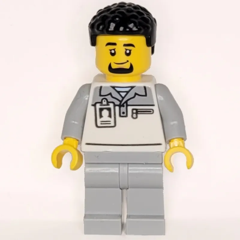 Garage Worker, White/Light Bluish Grey Suit, Black Hair