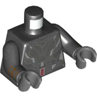 Torso Armor, Dark Bluish Gray and Silver Plates, Belt with Red Buckle Print, Black Arms with Armor Plates Print, Dark Bluish Hands
