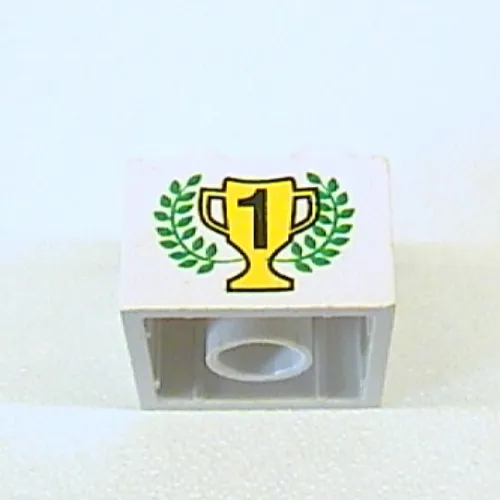 Brick 2 x 2 with Gold 1st Place Cup and Laurels Print