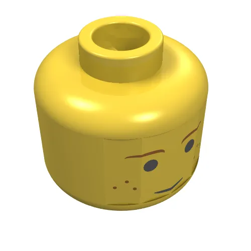 Minifig Head Anakin Skywalker / Soccer Player, Freckles and Thin Brown Eyebrows Print [Blocked Open Stud]