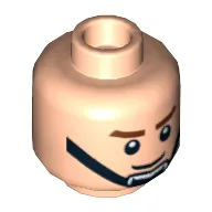 Minifig Head Rebel Trooper, Brown Eyebrows, Smile, Black Chin Strap Print [Hollow Stud]