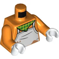 Torso White Apron, Lime and Green Handkerchief print, Orange Arms, White Hands