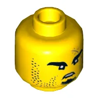 Minifig Head Shark Army, Eyebrows, Goatee, Light Beard, Scar Print