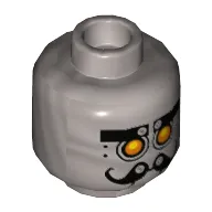 Minifig Head Chef Eclair, Yellow Robot Eyes, Curly Moustache Print [Hollow Stud]