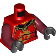 Torso Samurai Armor with Gold Flames Print, Red Arms, Black Hands