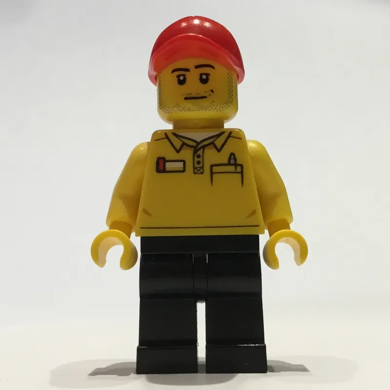 LEGO Store Employee, LEGO Logo on Back, Red Cap, Stubble