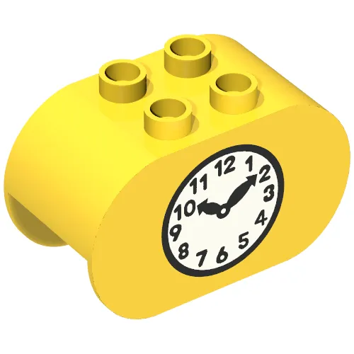 Duplo Brick 2 x 4 x 2 Rounded Ends with Clock Print
