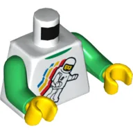 Torso Classic Space Minifig Floating Front / '2012 The LEGO Store Northshore Mall, Peabody, MA' on Back Print, Green Arms, Yellow Hands