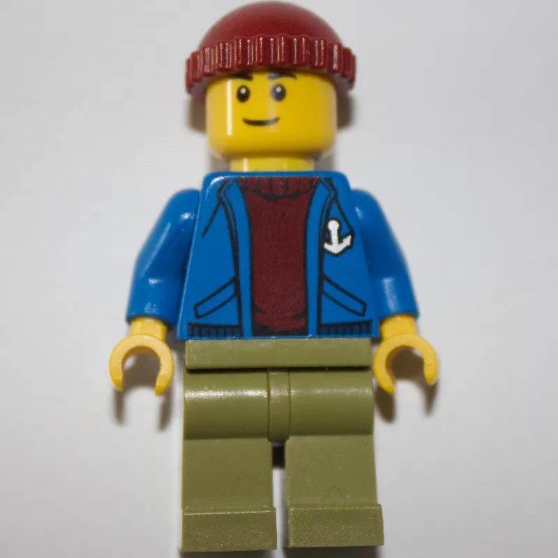 Blue Torso, Olive Green Legs, Dark Red Cap