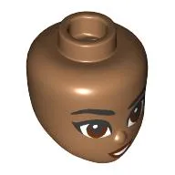 Minidoll Head, Black Eyebrows, Reddish Brown Eyes, Dark Red Lips, Open Mouth