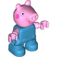 Duplo Figure Child, Pig with Dark Pink Cheeks, Small Smile print (George Pig)