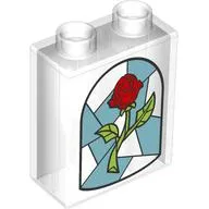 Duplo Brick 1 x 2 x 2 with Glass Stained Window, Rose print