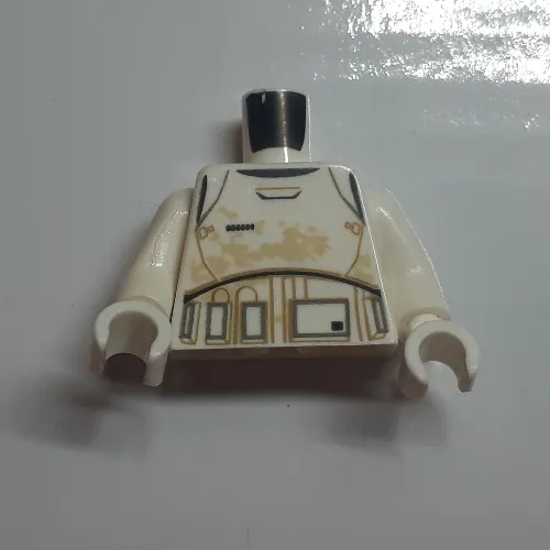 Torso Armor, Black, Gray and Dark Tan Lines and Tan Dirt Stains Print, White Arms and Hands