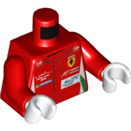 Torso Racing Jacket with Green and White Trim, Ferrari Logo Print, Red Arms, White Hands