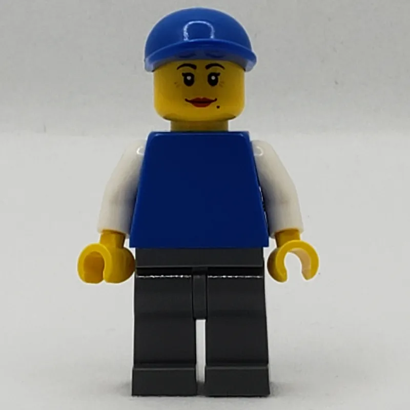 Woman, Plain Blue Torso, Dark Bluish Gray Legs, Blue Cap