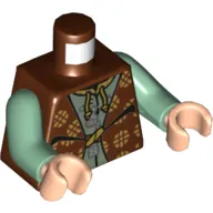 Torso Robe Clasped, with Orante Gold Design over Sand Green Tunic Print, Sand Green Arms, Light Nougat Hands