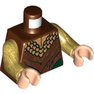 Torso Elven Armour with Gold Collar Print, Pearl Gold Arms, Light Nougat Hands