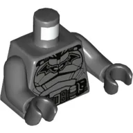 Torso Armor, Black Batman Logo Print, Dark Bluish Gray Arms, Black Hands
