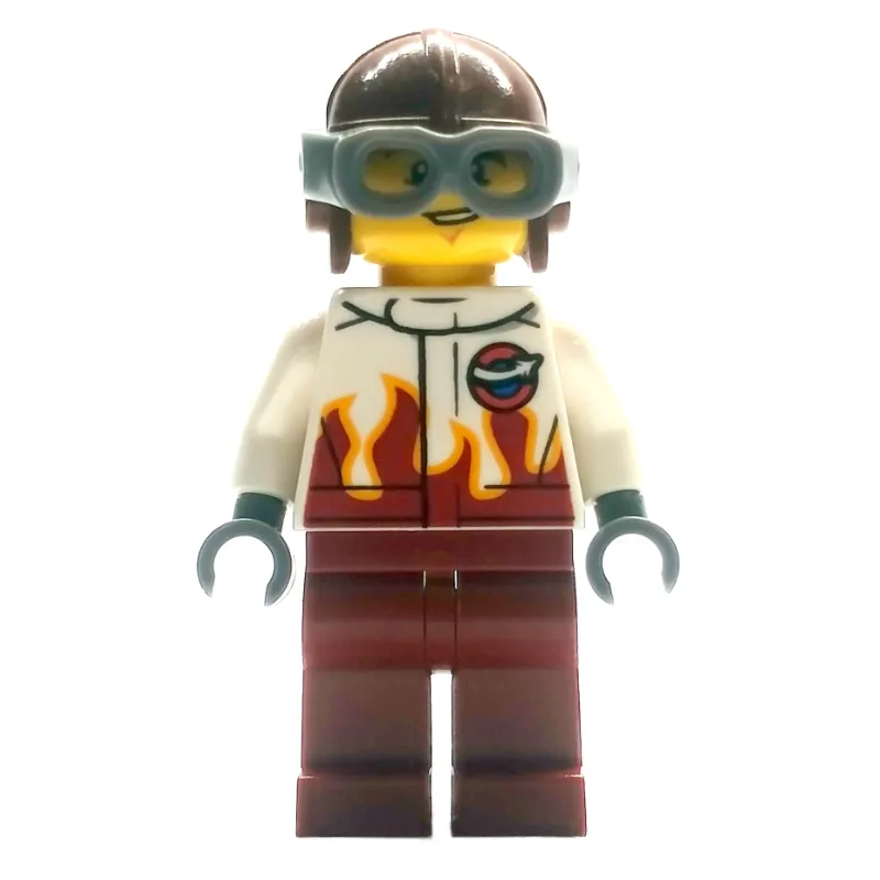 Pilot, White and Dark Red Jumpsuit, Helmet with Goggles