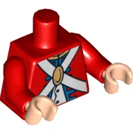 Torso Imperial Soldier Uniform with Knapsack on Back Print, Red Arms, Light Nougat Hands