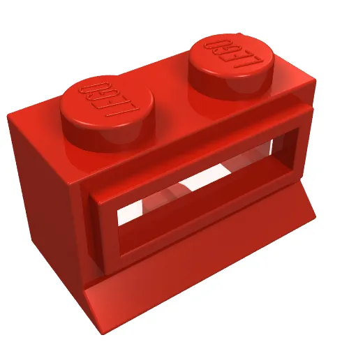 Window 1 x 2 x 1, Extended Lip, Solid Stud [with Glass]