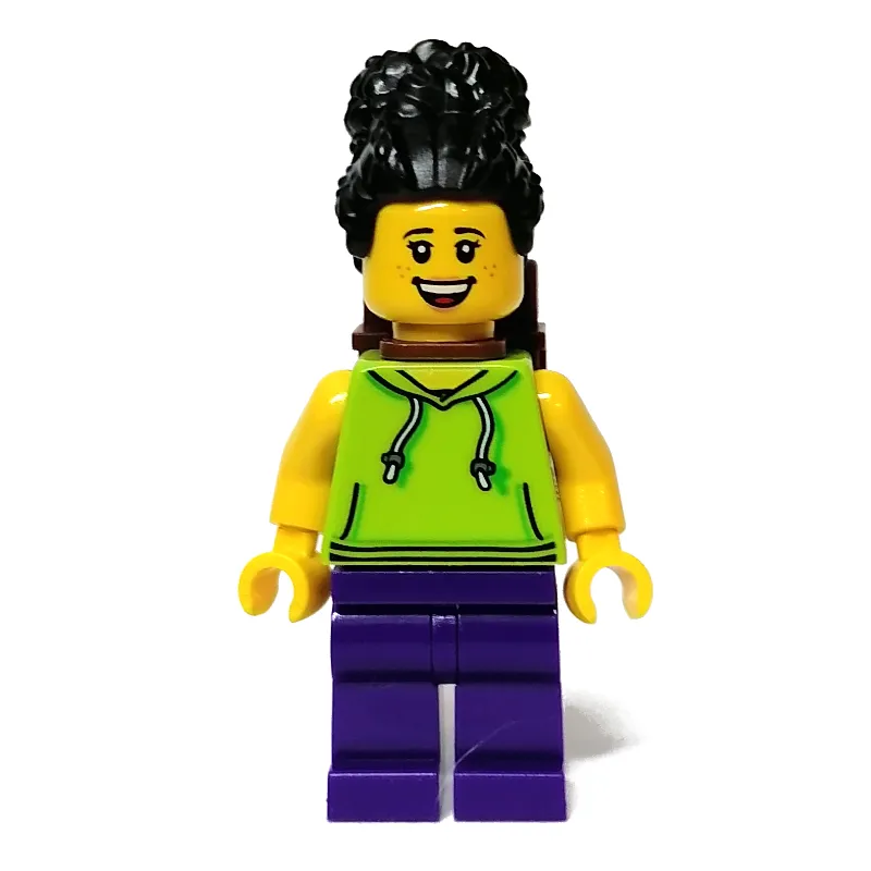 Woman, Lime Torso, Dark Purple Legs, Black Hair