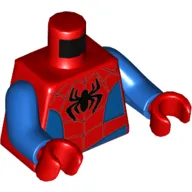 Torso Bodysuit, Blue Sides and Waist, Webbing, Black Spider Print (Spider-Man), Blue Arms, Red Hands