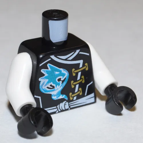 Torso Robe with Gold Clasps, Power Symbol, and Knotted White Sash / Sash and Emblem in Circle with Wings on Back Print (Zane), White Arms, Black Hands