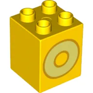 Duplo Brick 2 x 2 x 2 with Bight Light Yellow 'O' Print