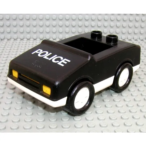 Duplo Car with 1 x 2 Studs with White Base and 'POLICE' Print