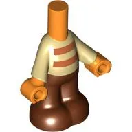 Microdoll Body Pants with Tan Shirt, Reddish Brown Stripes, Pants, Orange Hands print